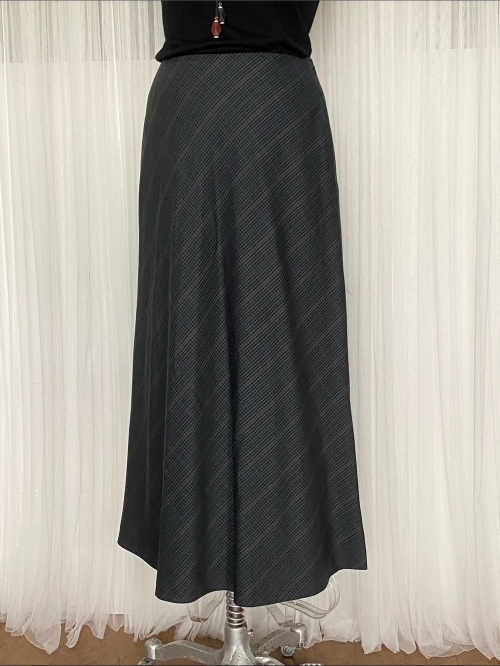 Vintage 90’s Cambridge Dry Goods Charcoal Prince of Wales pattern Maxi Skirt 10